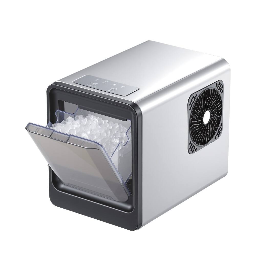 Alt View 8. Loheer - Loheer Countertop Nugget Ice Maker 33 lbs Daily Self Cleaning Portable Machine with Scoop for Home Kitchen Bar - Silver.