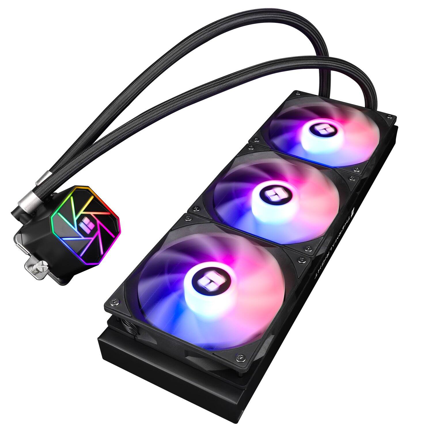 Angle. Thermalright - Aqua Elite 360 ARGB V3 AIO CPU Cooler, 360 Liquid Cooling, ARGB PWM Fans, Intel LGA1150-1200/2011/1700, AMD AM4/AM5 - Black.