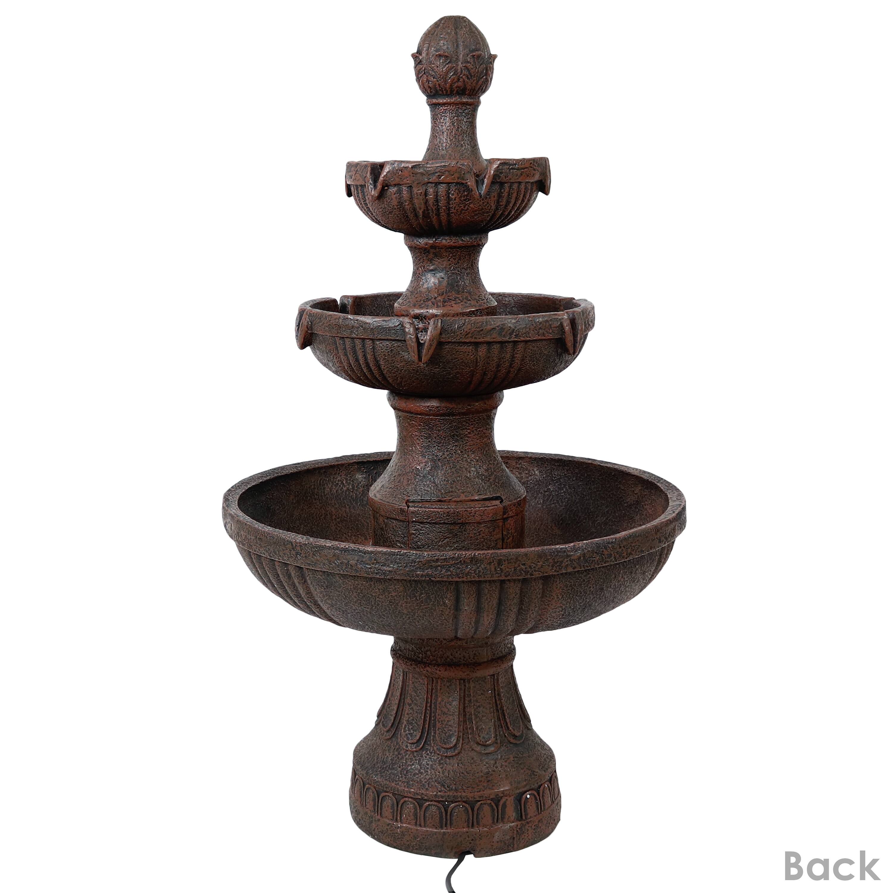 Alt View 10. Sunnydaze - Flower Blossom Resin Outdoor 3-Tier Fountain - Earth.