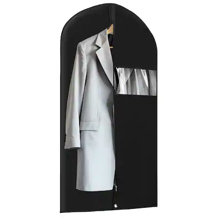 Front. Mber - 1 Pack Garment Bags For Travel 47", Slim Zipper Suit Bag Travel, Garment Bags For Hanging Clothes with Clear Slot, Black - Black.