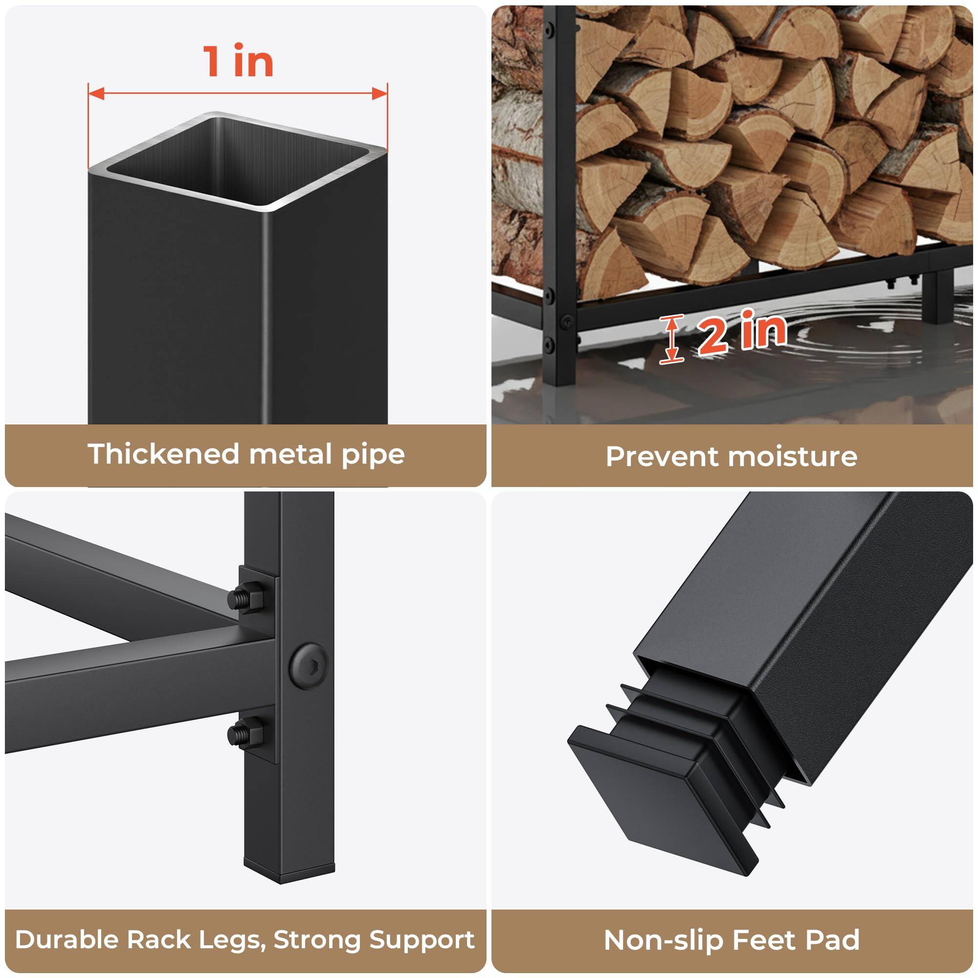 1 in  
Thickened metal pipe  

2 in  
Prevent moisture  

Durable Rack Legs, Strong Support  

Non-slip Feet Pad