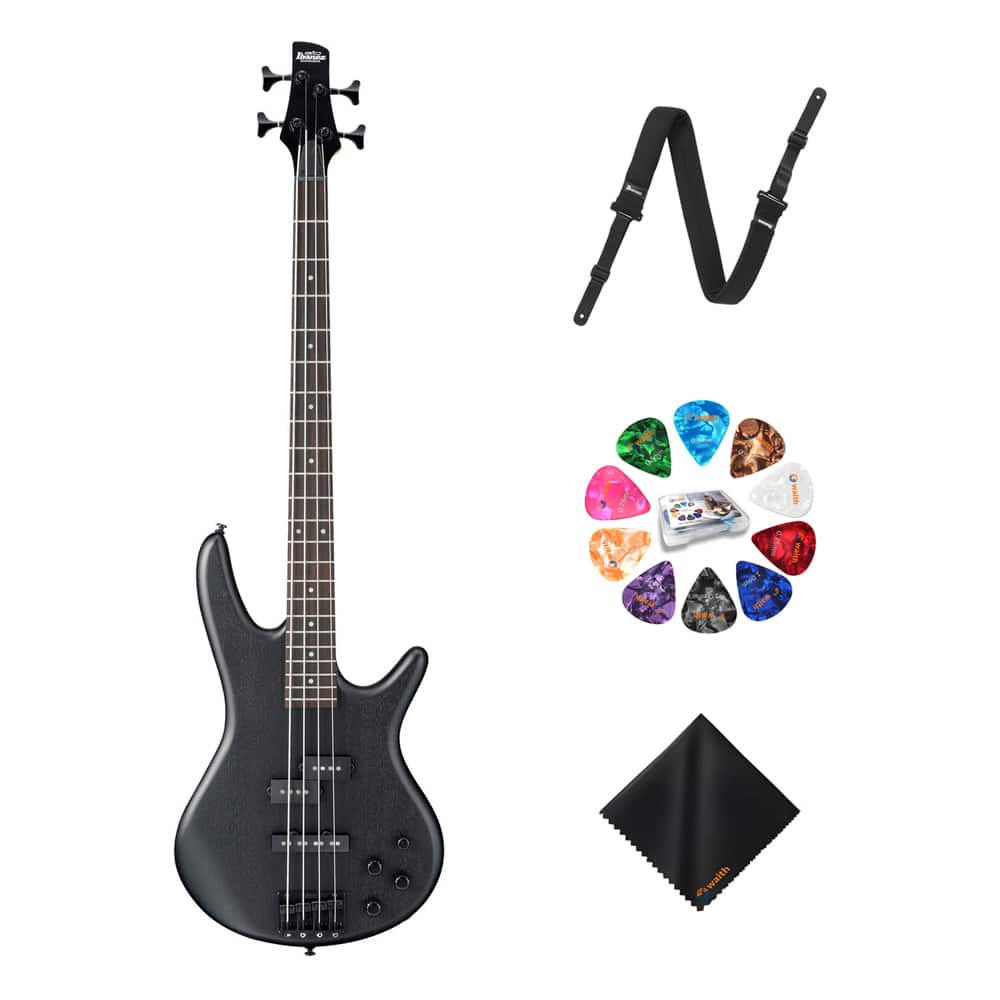 Ibanez - GSR200 4-String Bass Guitar Right Handed+Strap+Picks Kit - Weathered Black