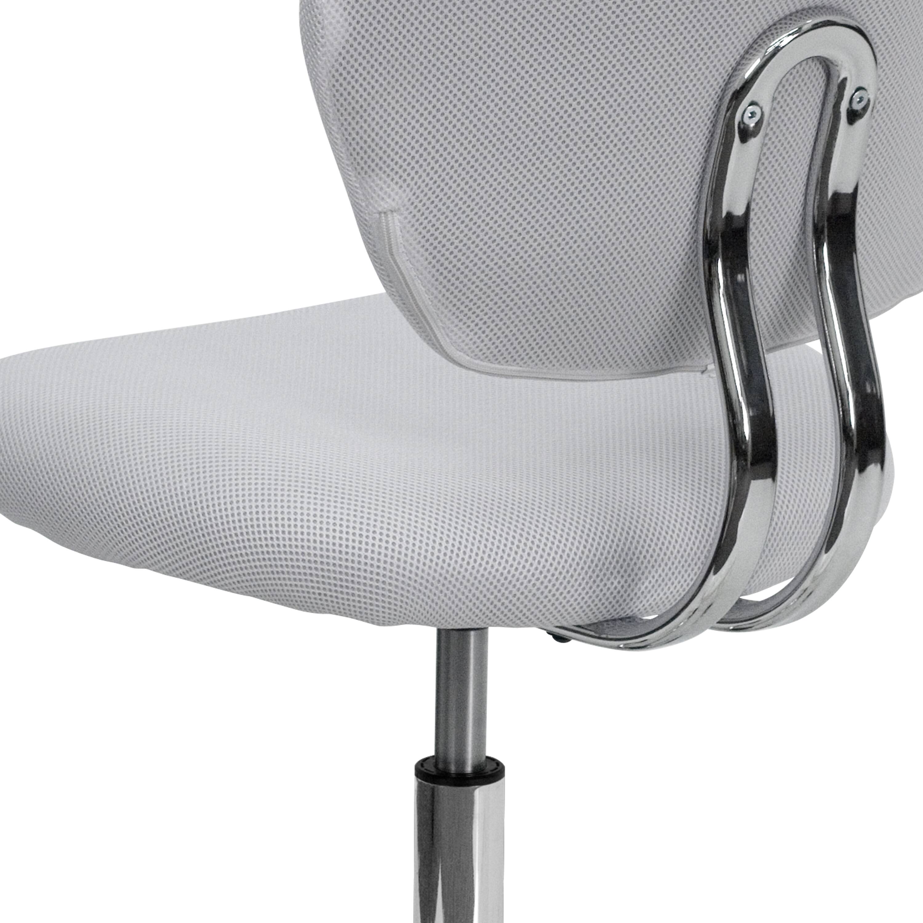 Alt View 8. Emma + Oliver - Mid-Back Mesh Padded Swivel Task Office Chair with Chrome Base - White.