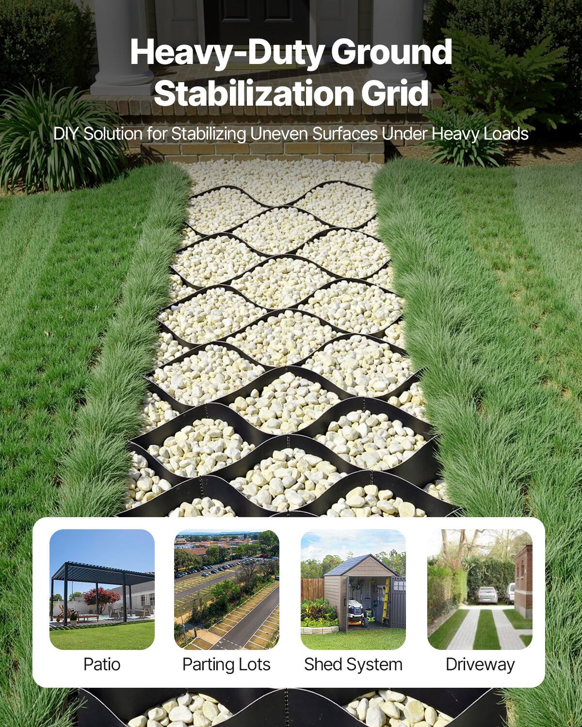 Heavy-Duty Ground Stabilization Grid DIY Solution for Stabilizing Uneven Surfaces Under Heavy Loads

Patio
Parting Lots
Shed System
Driveway