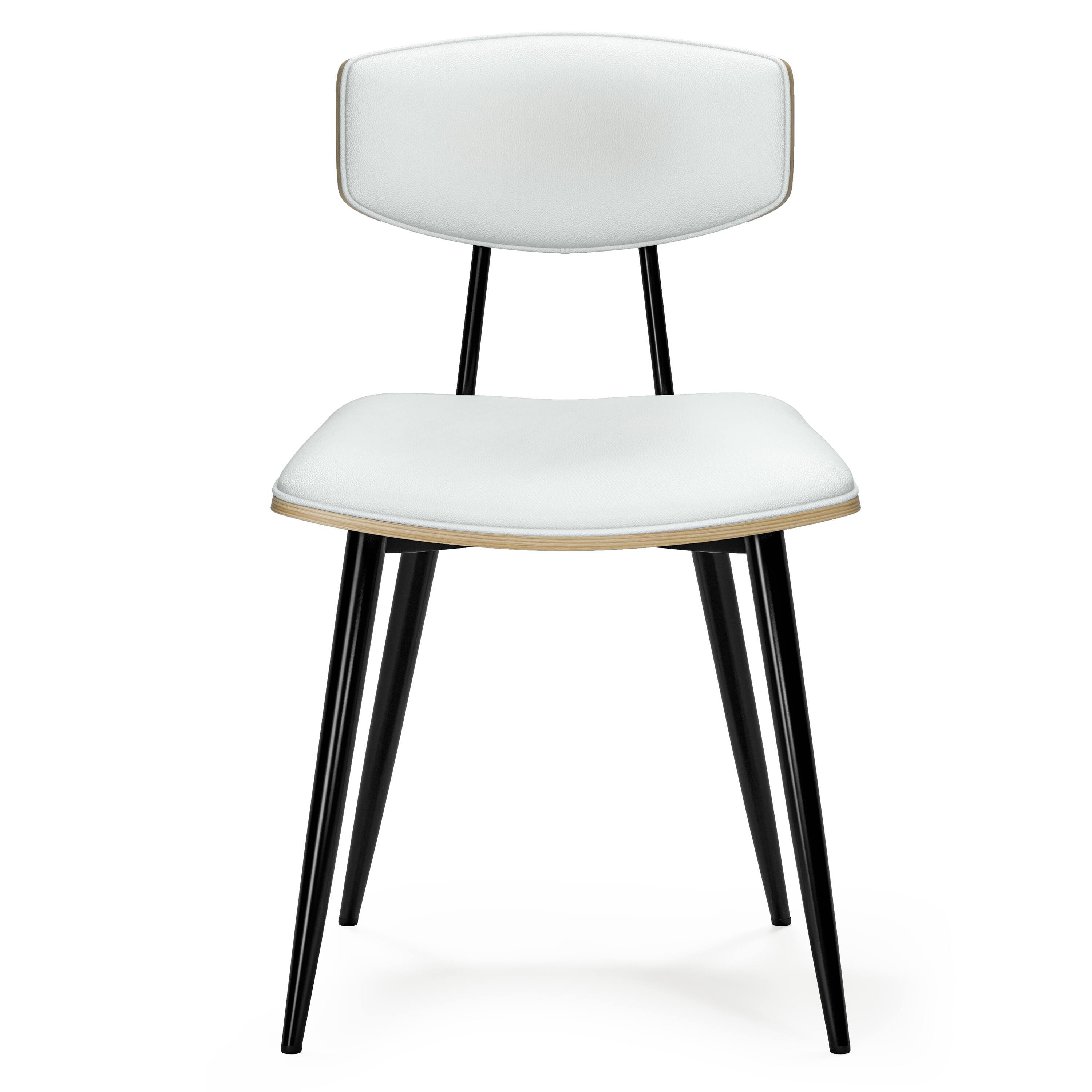 Left. Simpli Home - Mavis Dining Chair (Set of 2) in White Vegan Faux Leather - White.