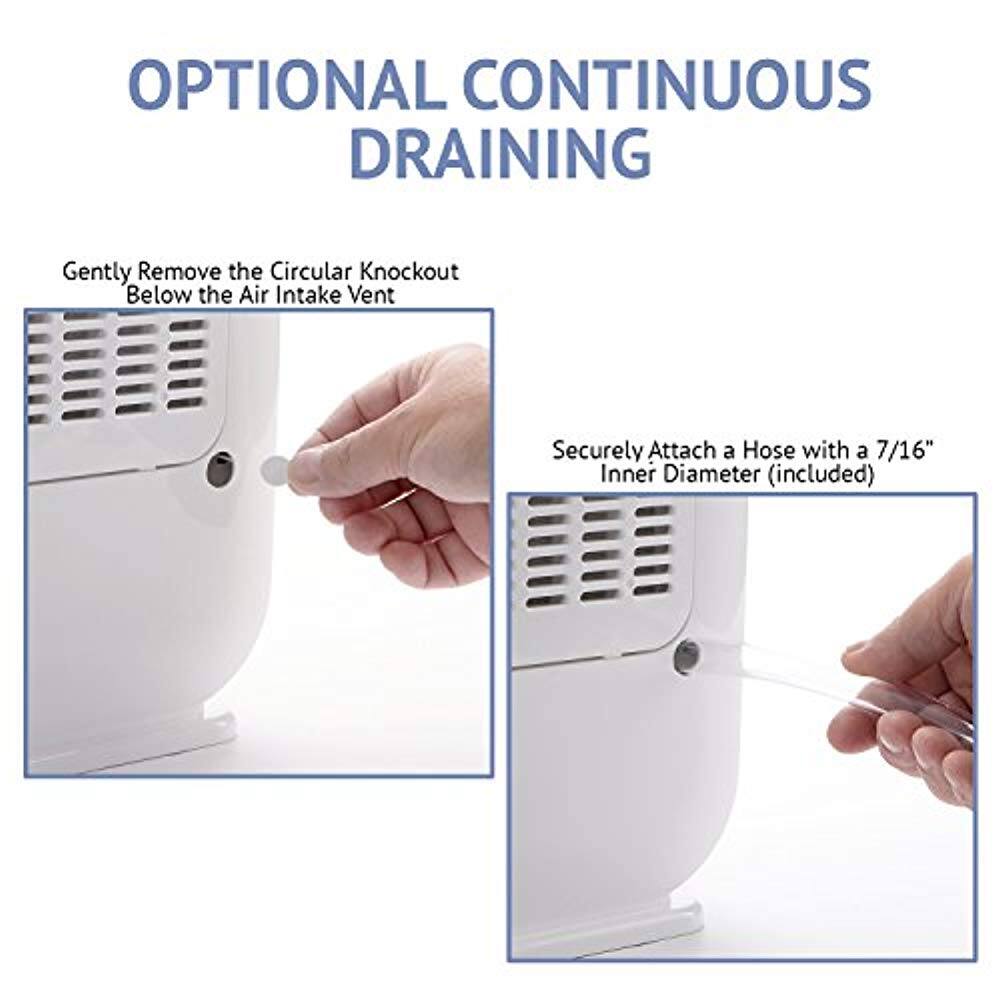 OPTIONAL CONTINUOUS DRAINING

Gently Remove the Circular Knockout Below the Air Intake Vent

Securely Attach a Hose with a 7/16" Inner Diameter (included)