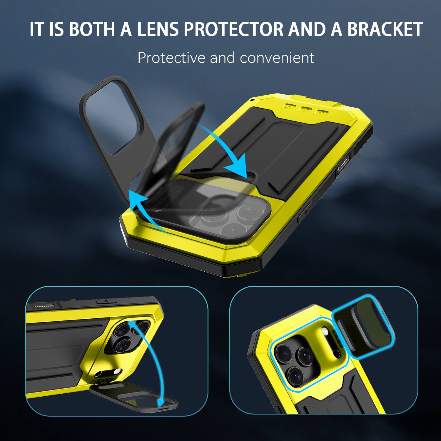 IT IS BOTH A LENS PROTECTOR AND A BRACKET  
Protective and convenient