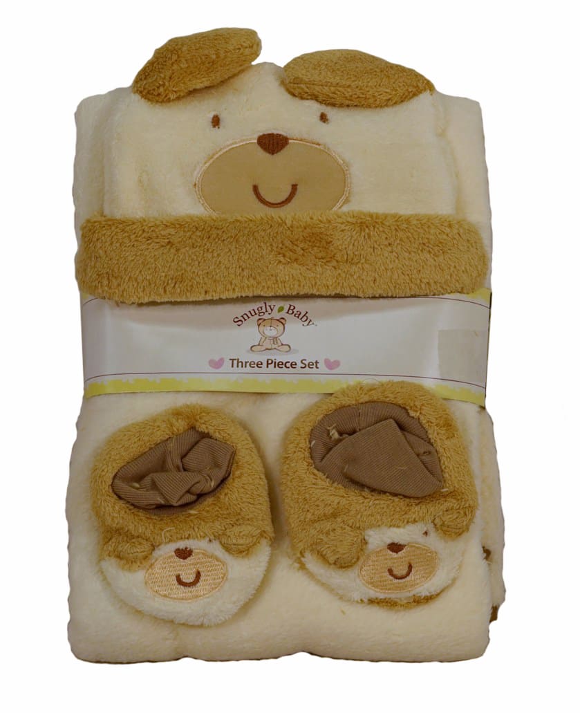 Regent - Snugly Baby 3 Piece Gift Set with Blanket, Hat & Booties - Brown - Multi