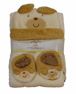 Regent - Snugly Baby 3 Piece Gift Set with Blanket, Hat & Booties - Brown - Multi