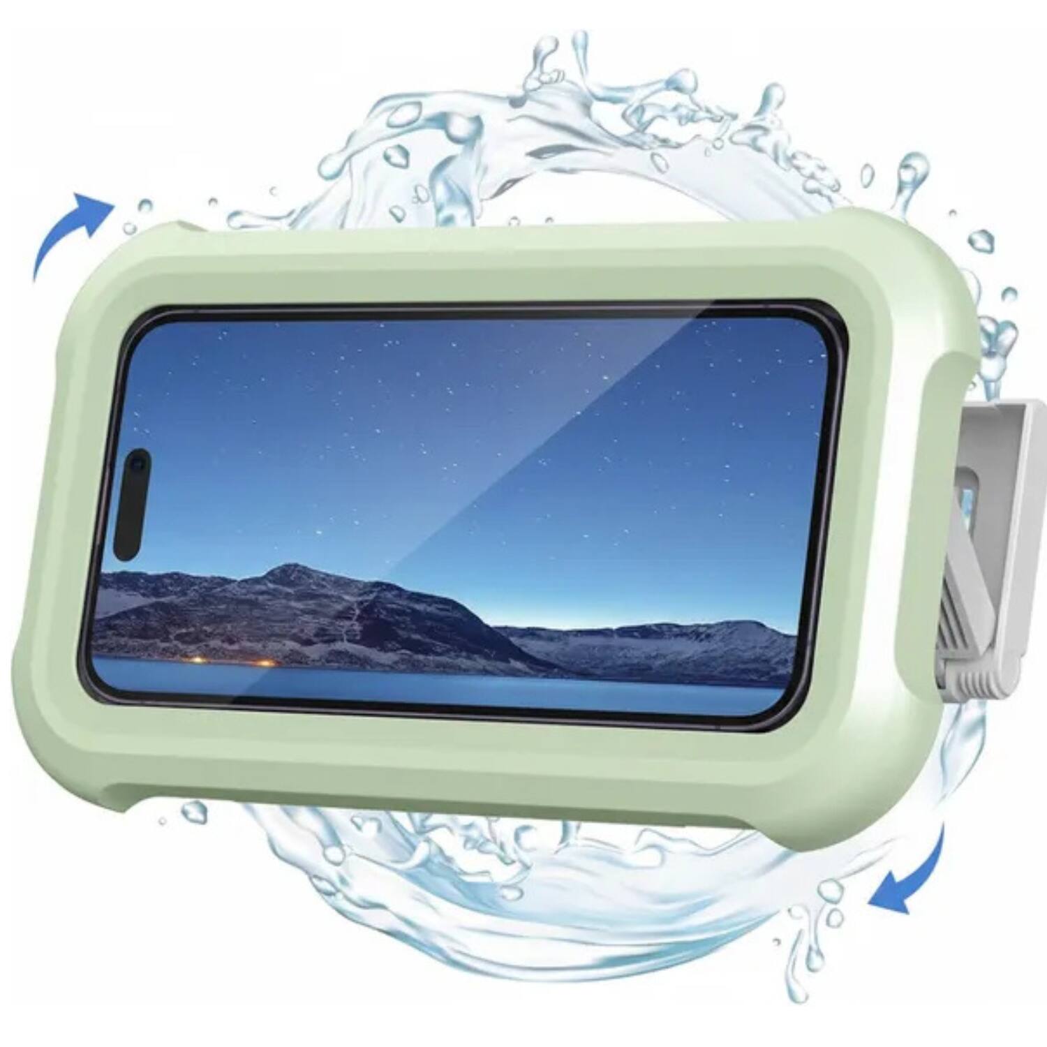Front. Stock Preferred - 360° Universal Waterproof Phone Holder - Green - Black.