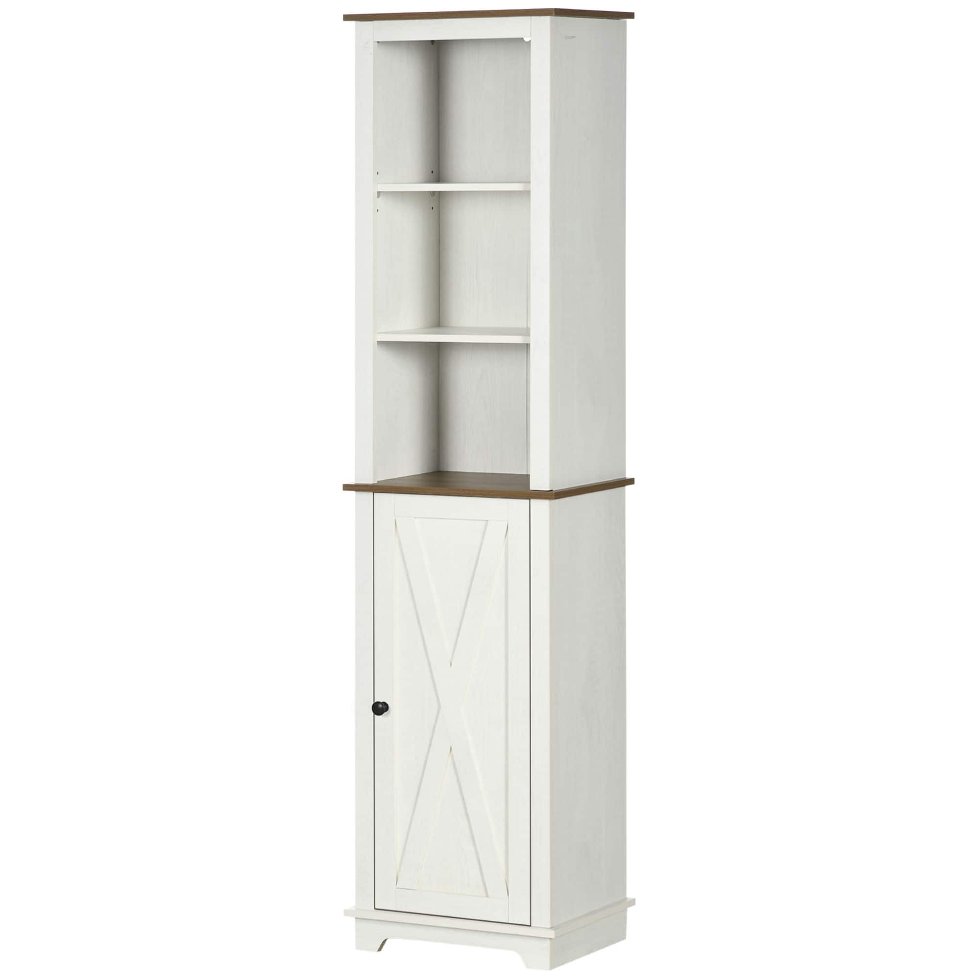 Kleankin - Bathroom Cabinet, Tall Storage Cabinet with Door and Adjustable Shelves - White