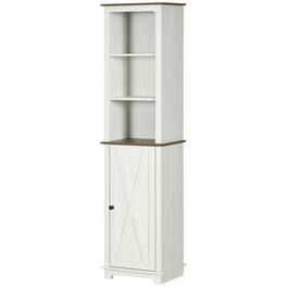 Kleankin - Bathroom Cabinet, Tall Storage Cabinet with Door and Adjustable Shelves - White