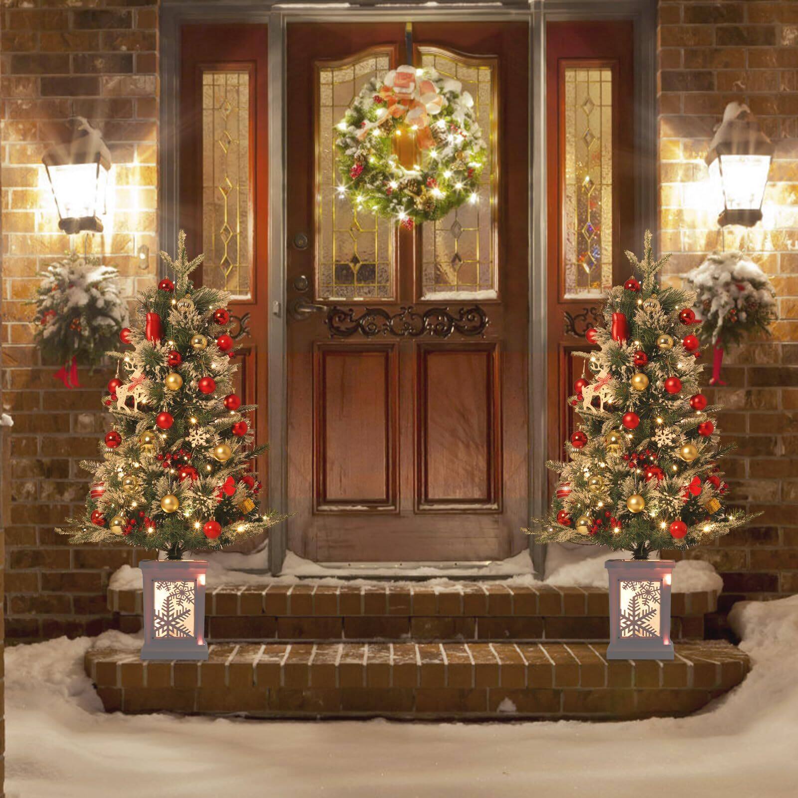 Alt View 4. Acekool - 3 Ft Christmas Tree, Fiber Optic Light-Style Artificial Christmas Tree with Base, Xmas Tree with Timer - Green.