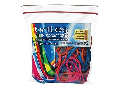 Alliance - Rubber Brites #117B File Bands, 7" x 1/8", Non-Latex, 50/Pack - Assorted Colors
