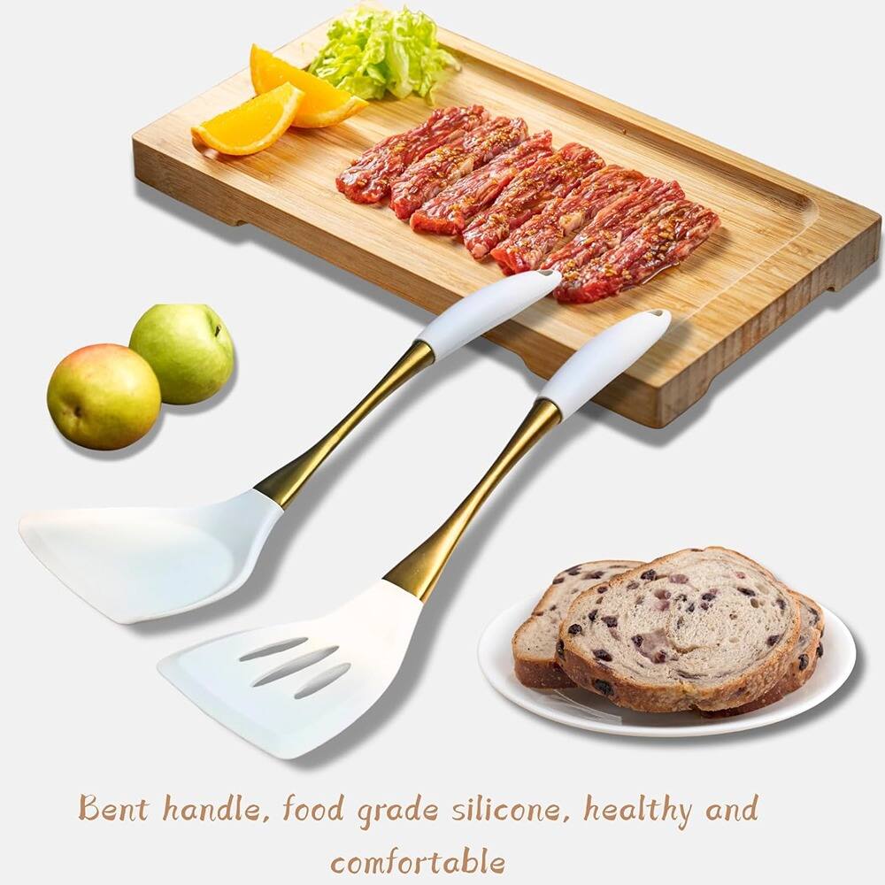 RTMB - A sophisticated set of silicone cooking utensils is dishwasher safe - White Gold