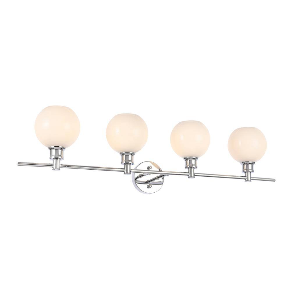 Alt View 8. Living District - Collier 4 light Chrome and Frosted white glass Wall sconce - Chrome And Frosted White Glass.