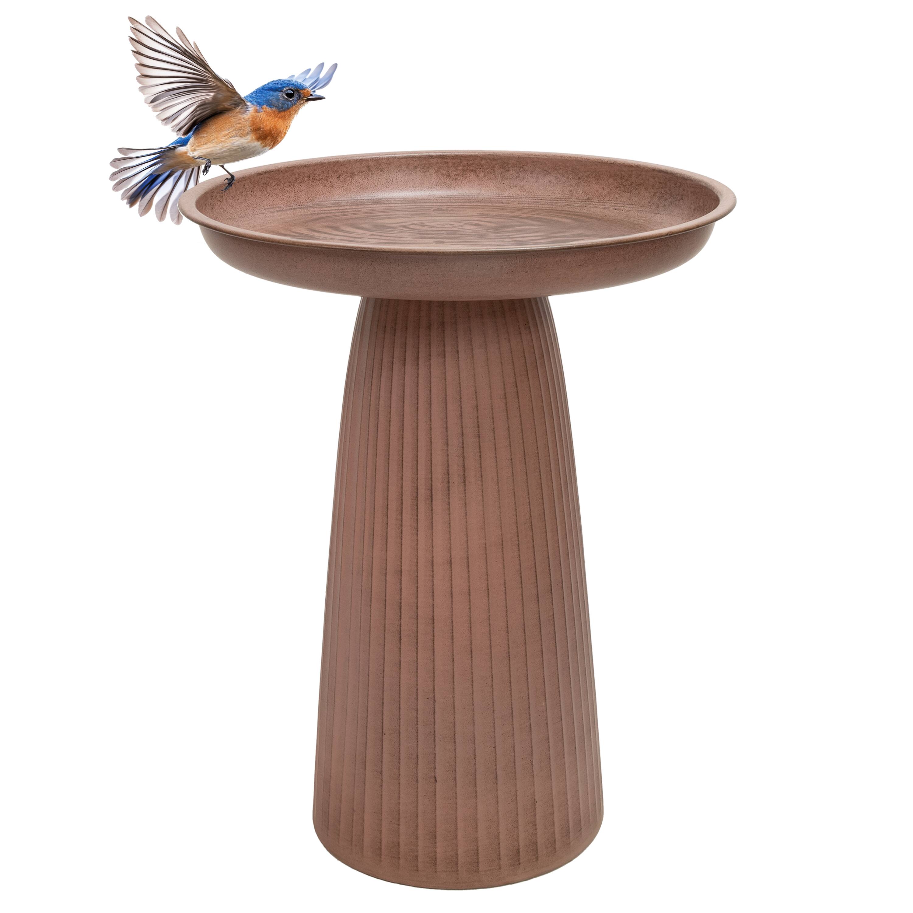 Alt View 8. Sunnydaze - Gleeful Garden Metal Outdoor Bird Bath - Canyon Clay.