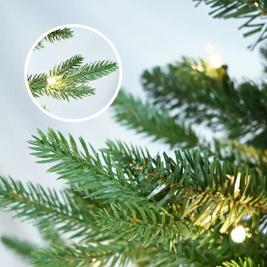 BreeBe 6.5FT PVC+PE Christmas Tree with 350 Warm White UL Lights 2142 ...
