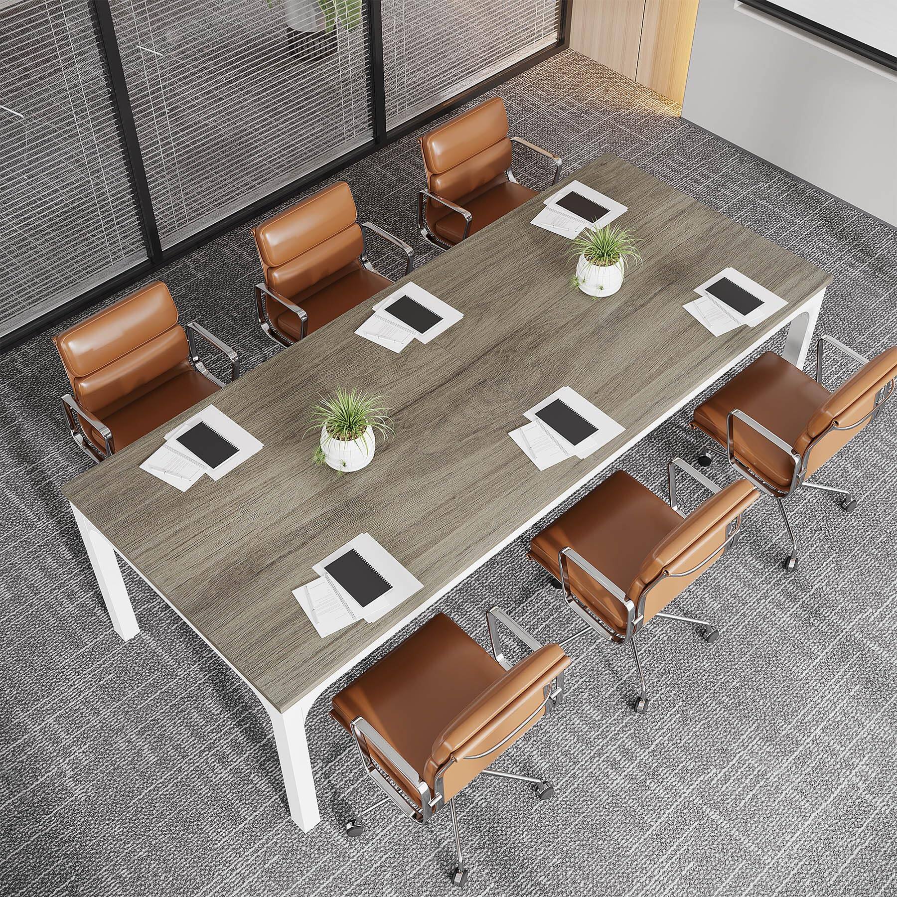Alt View 3. Tribesigns - 78.7-Inch Conference Table with Metal Frame and Adjustable Feet for Office Meeting Rooms - Grey.