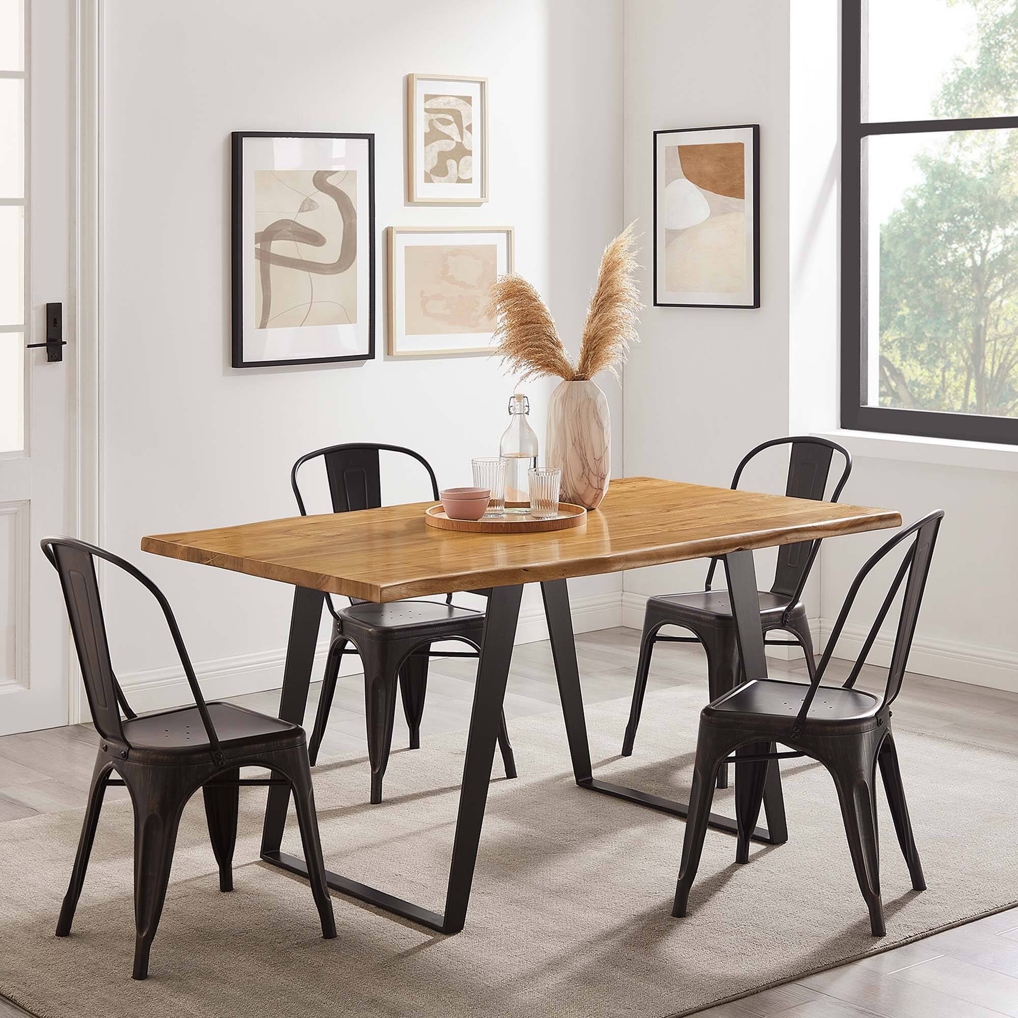 Alt View 2. Modway - Viggo 60" Live Edge Acacia Wood Acacia Wood Dining Table by Modway - Black Natural.
