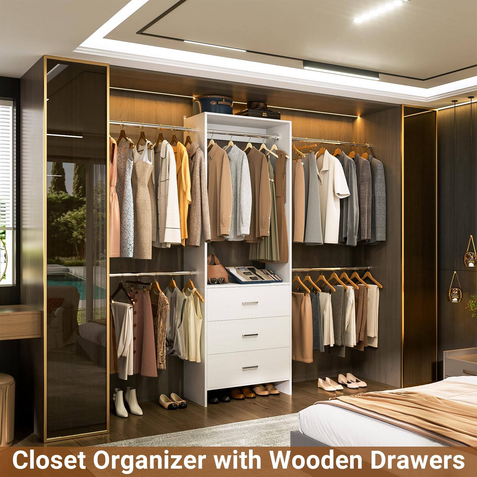 Closet Organizer with Wooden Drawers