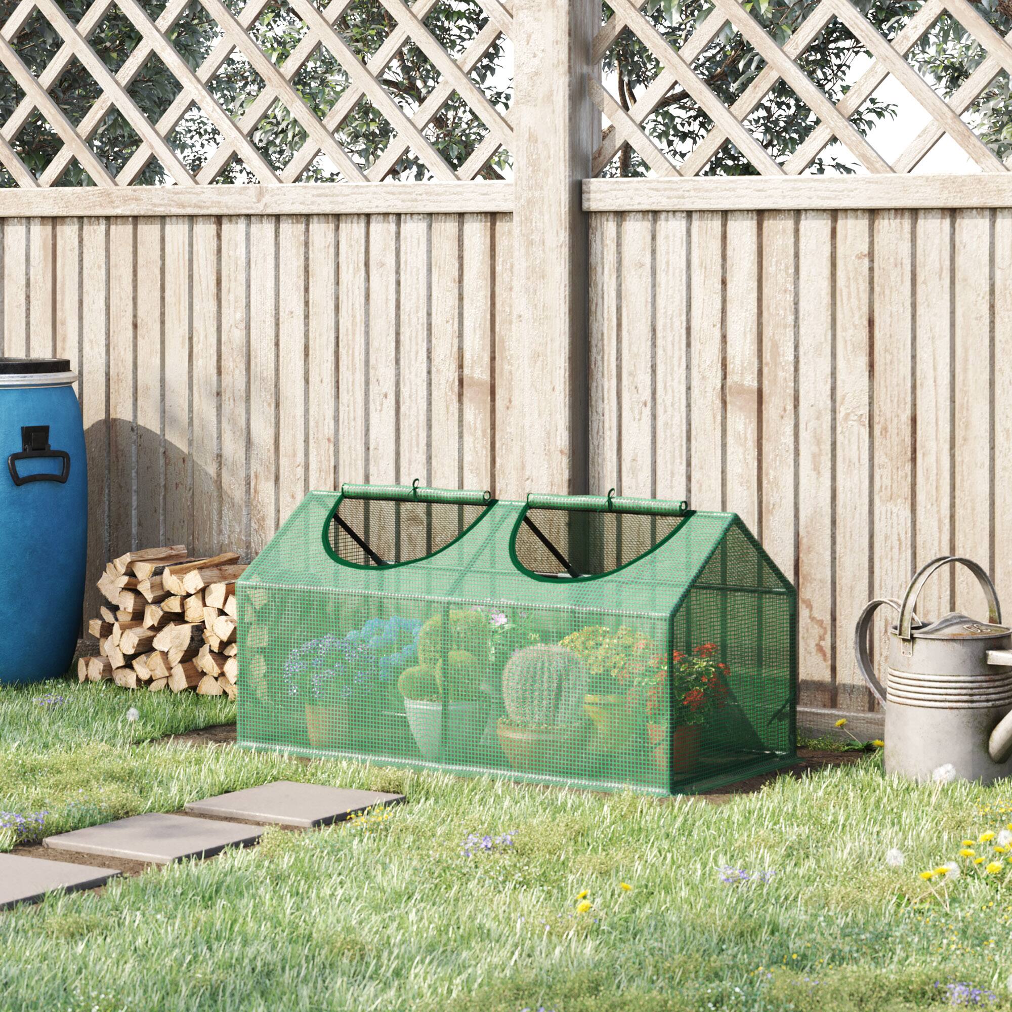 Alt View 1. Outsunny - x 2' x 2' Portable Mini Greenhouse, Small Green House with PE Cover, Roll-up Zippered Windows for Indoor.