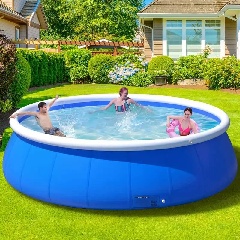 Angle. Anysun - 366x76cm Inflatable Butterfly Swimming Pool with Coil Mesh, Large Durable PVC Outdoor Pool for Backyard or Patio - Blue.