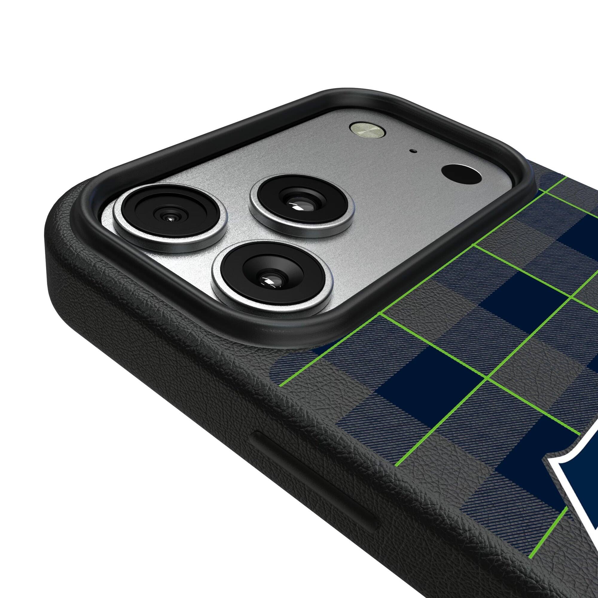 Alt View 2. Keyscaper - Seattle Seahawks Plaid Magnetic Bump iPhone Case - 16 - Black.
