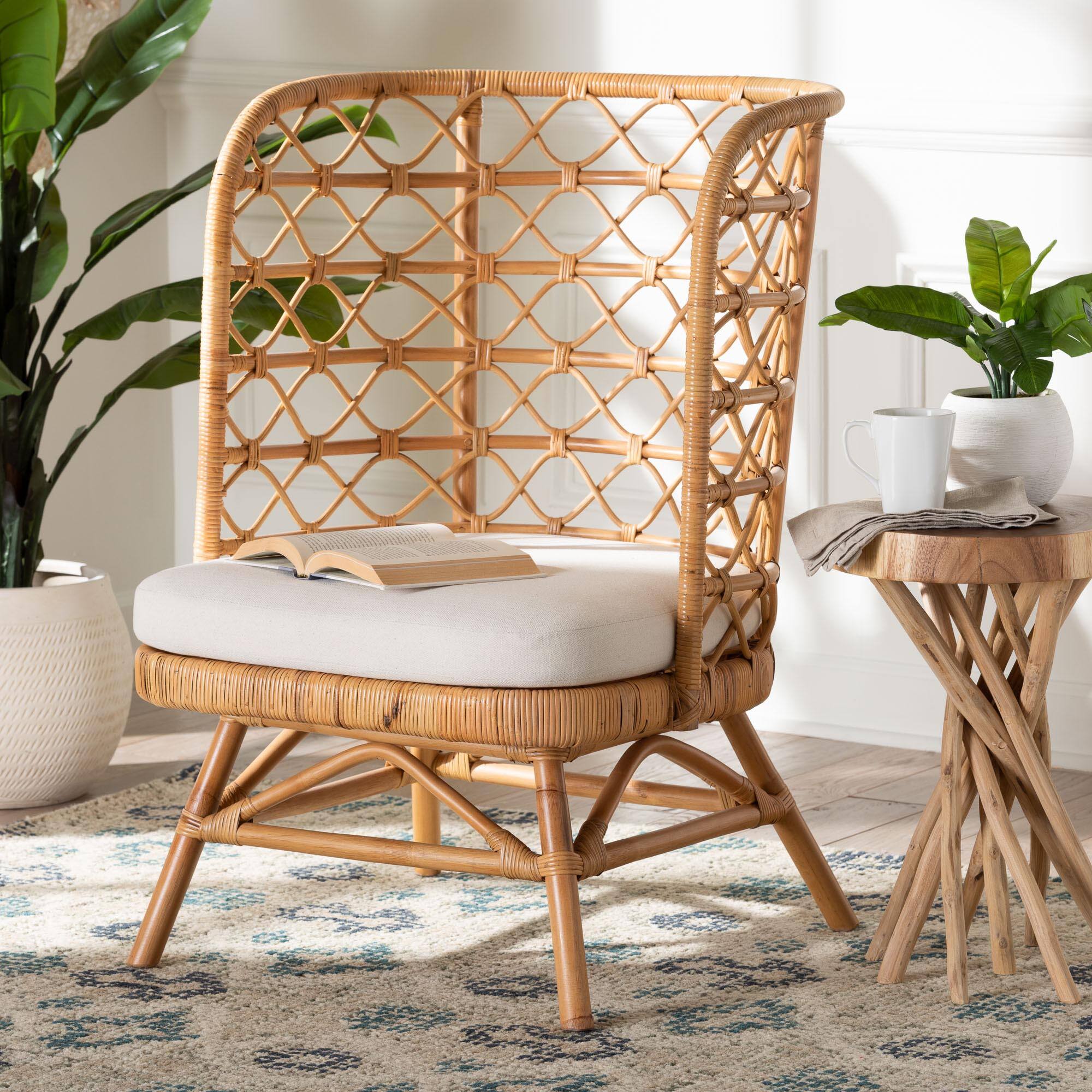 Alt View 4. bali & pari - Tania Bohemian Rattan Accent Chair - Light Honey.