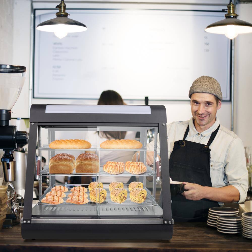 Alt View 9. Winado - Electric 3 Tiers 26" Commercial Heat Food Pizza Warmer Display Case Restaurant - Black.