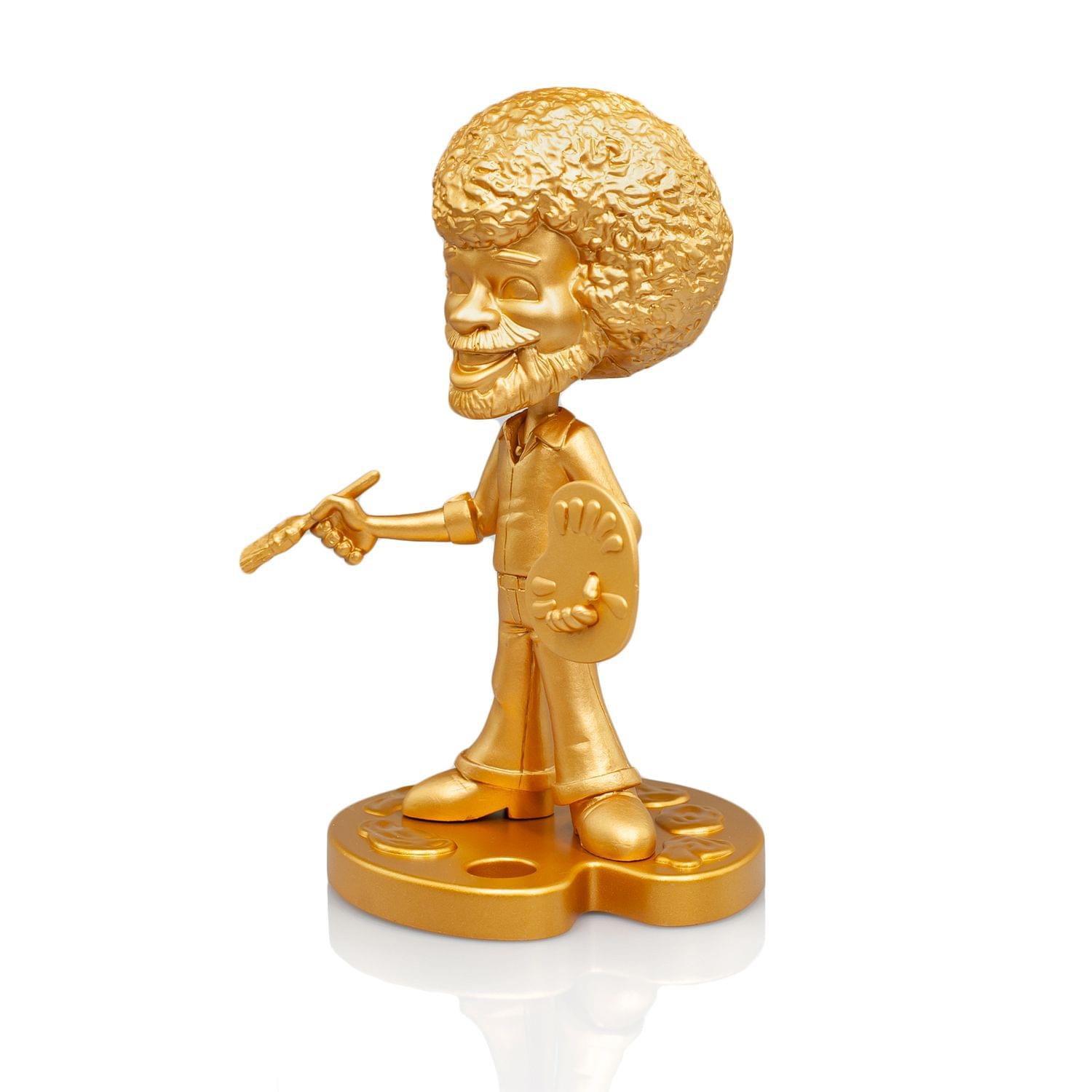 Alt View 1. Toynk - Bob Ross Happy Tree Collectible 6" Figure Statue by Toonies - Gold Variant Version - Gold.
