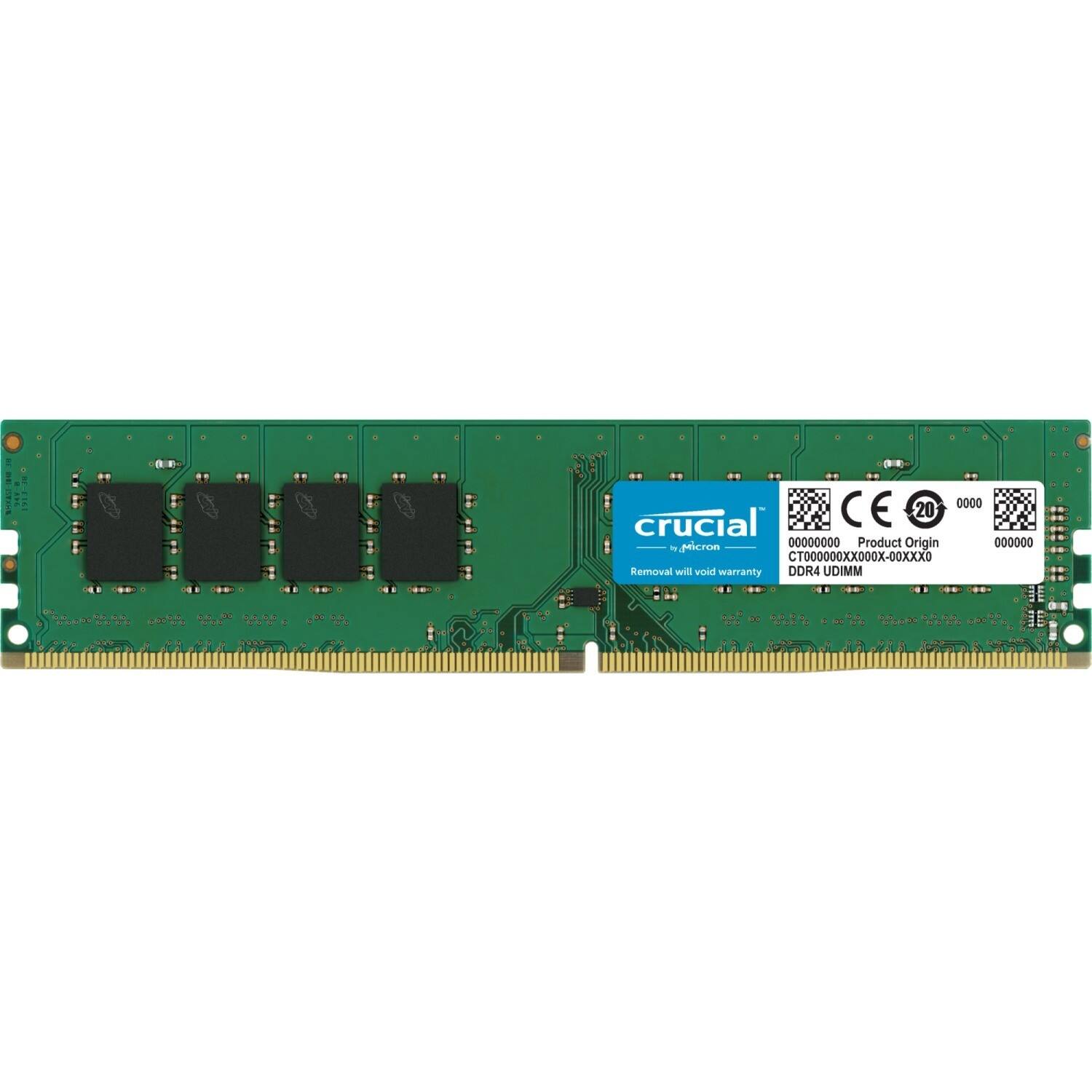 crucial  
Product Origin  
CT000000XX000X-00XXX0  
Removal will void warranty  
DDR4 UDIMM  
CE 20  
0000