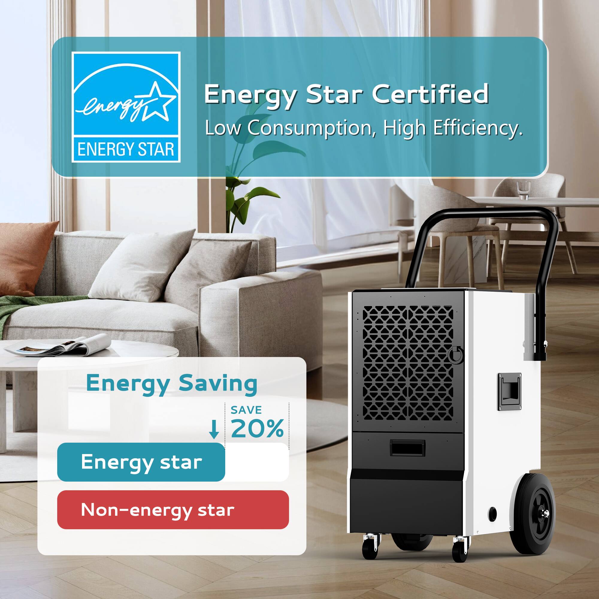 Energy Star Certified  
Low Consumption, High Efficiency.

Energy Saving  
SAVE 20%  
Energy star  
Non-energy star