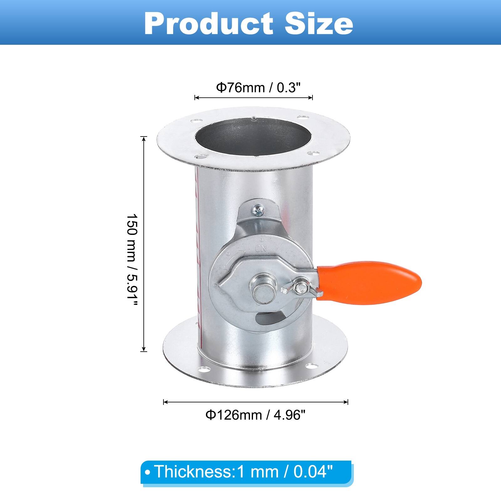Product Size  
- Diameter: 76mm / 0.3"  
- Height: 150mm / 5.91"  
- Base Diameter: 126mm / 4.96"  
Thickness: 1mm / 0.04"