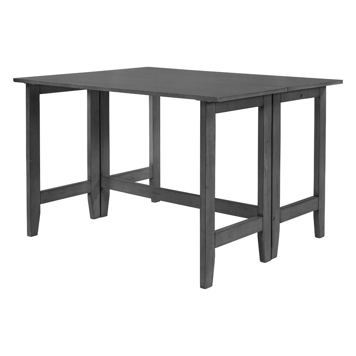 Alt View 2. Loheer - Loheer Gray Farmhouse Dining Table, Extendable Drop Leaf Design for Small Spaces - Gray.