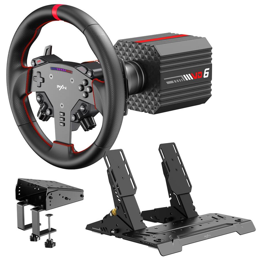 Pcx Racing Wheel PXN VD6 6Nm Direct Drive Racing Wheel Bundle for PC Black - Best Buy