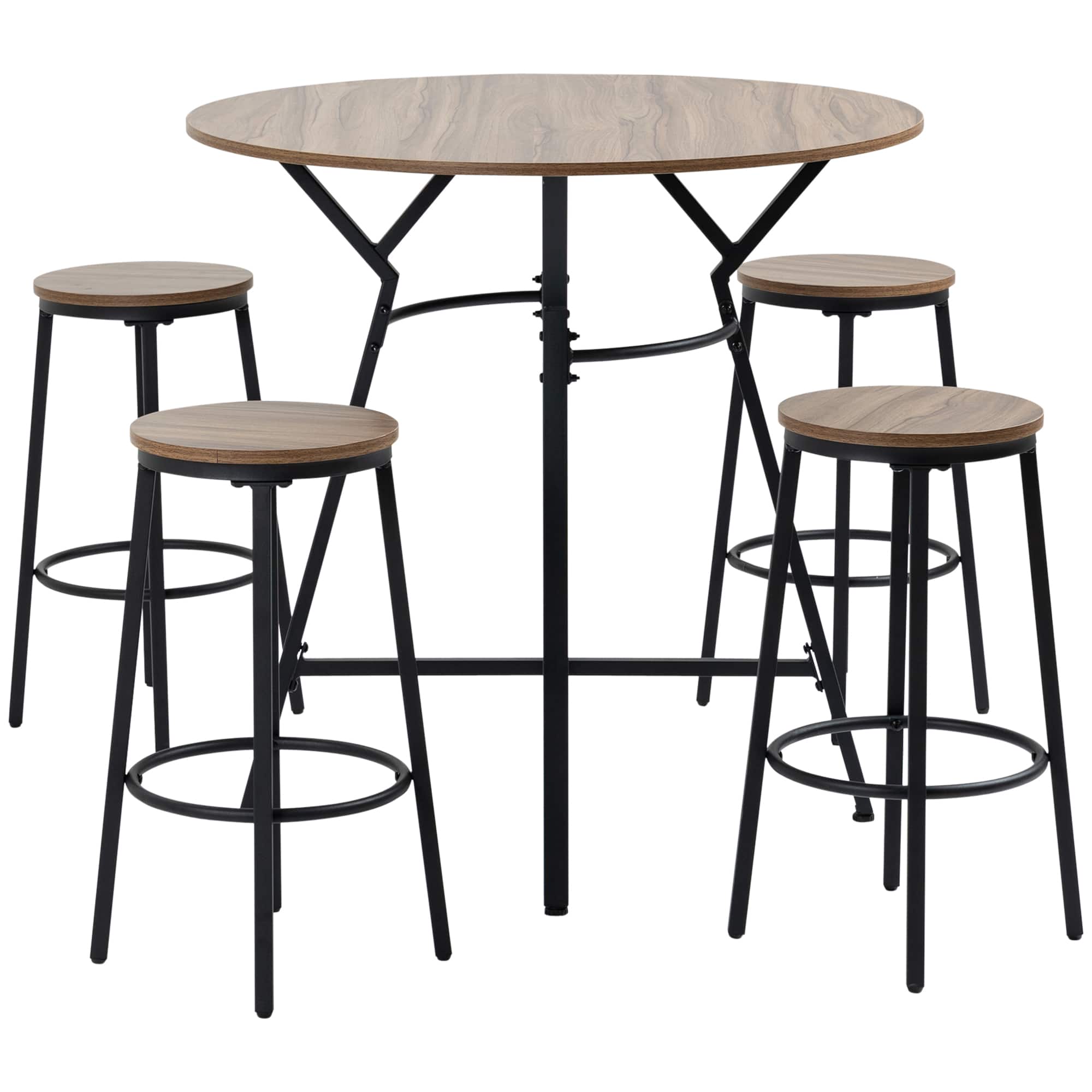 Homcom - Bar Table and Chairs Set - Brown