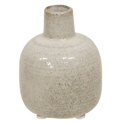Front. BreeBe - Small White Narrow Neck Porcelain Jar - White.