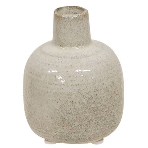 Front. BreeBe - Small White Narrow Neck Porcelain Jar - White.