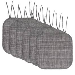 Sweet Home Collection - Aria Memory Foam Non-Slip 16" x 16" Chair Cushion Pad with Ties, 6-Pack - Gray