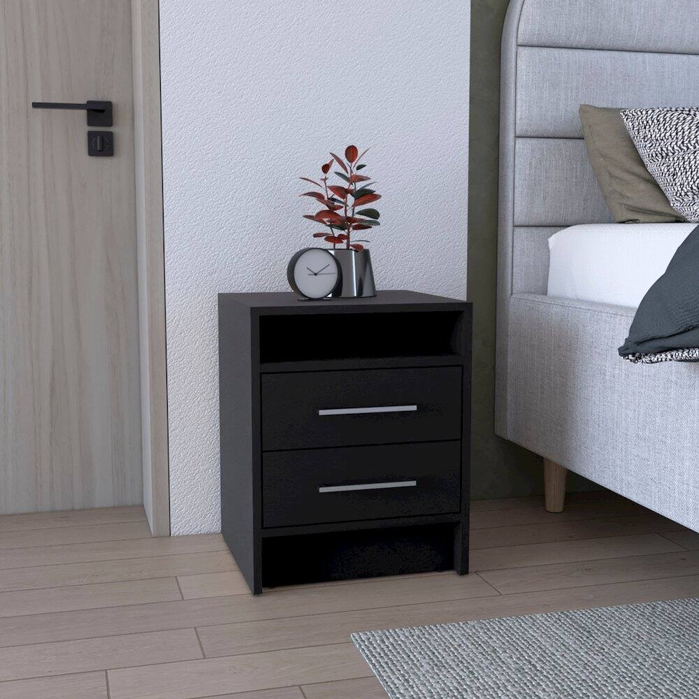 Alt View 3. TuHome - Greter Nightstand Black MDF - Brown.
