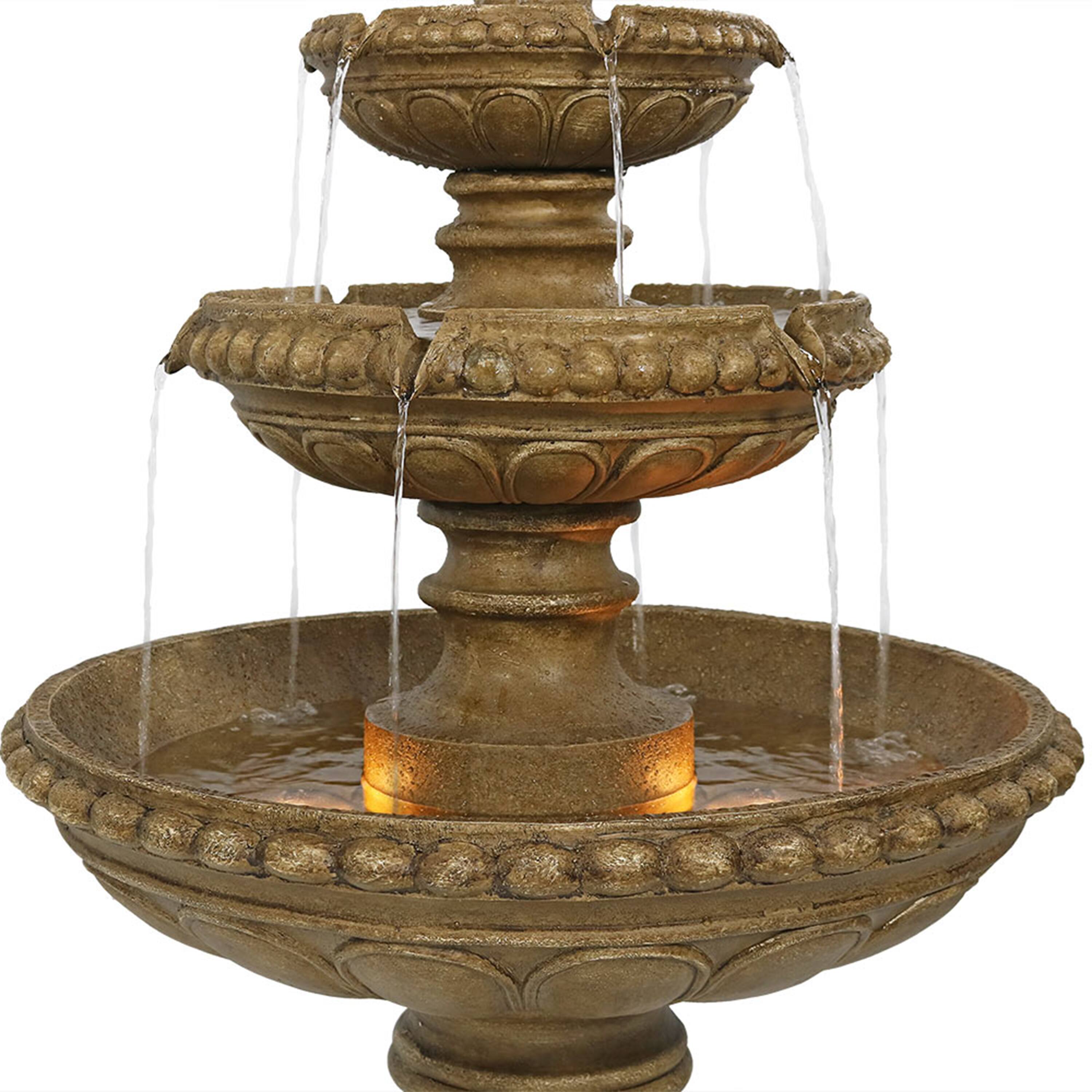 Alt View 8. Sunnydaze - Electric Eggshell Resin Outdoor 4-Tier Water Fountain - Light Brown.