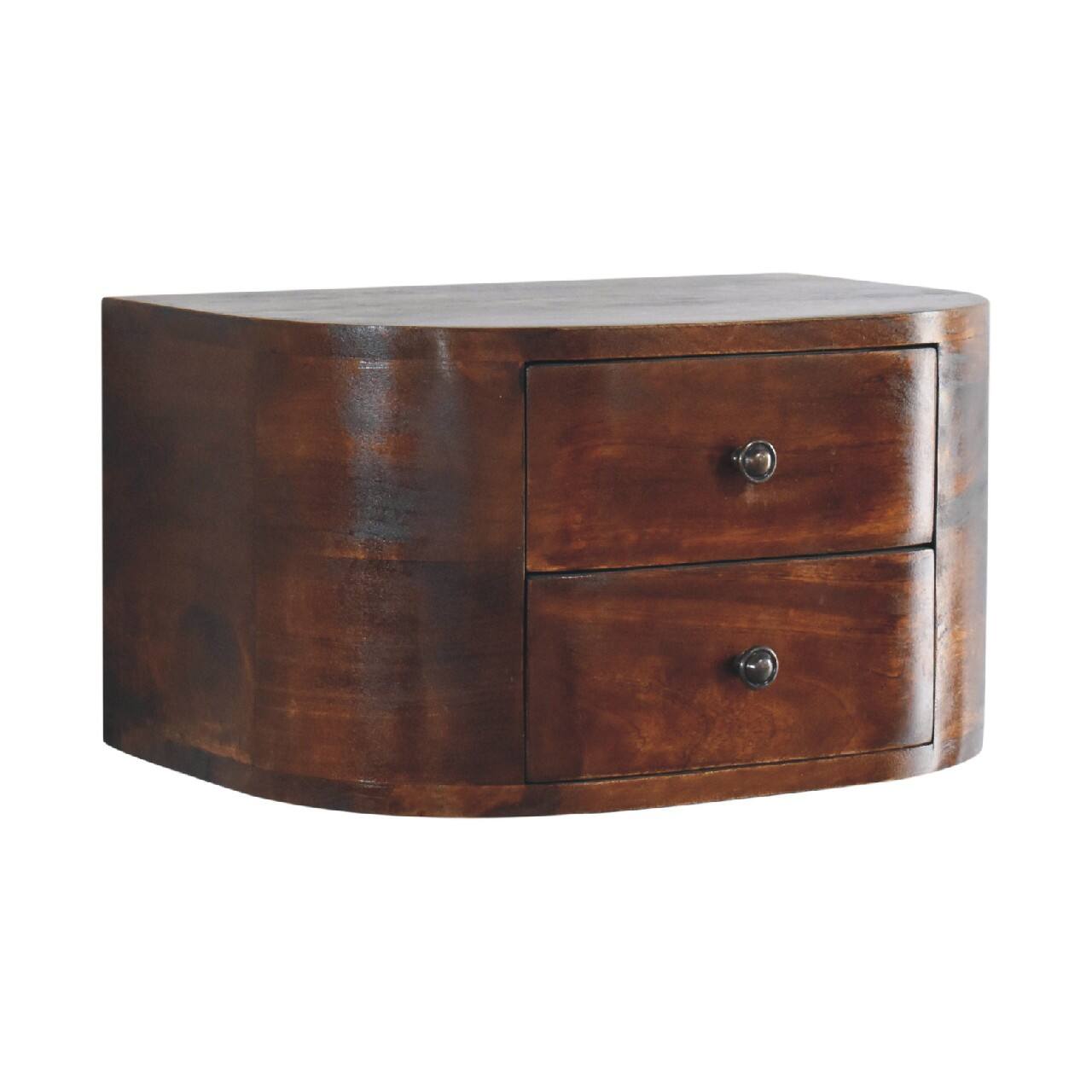 Angle. Artisan Furniture - Artisan Furniture Solid Wood Lunar 2 Drawer Floating Nightstand, Darkk Brown - Chestnut.