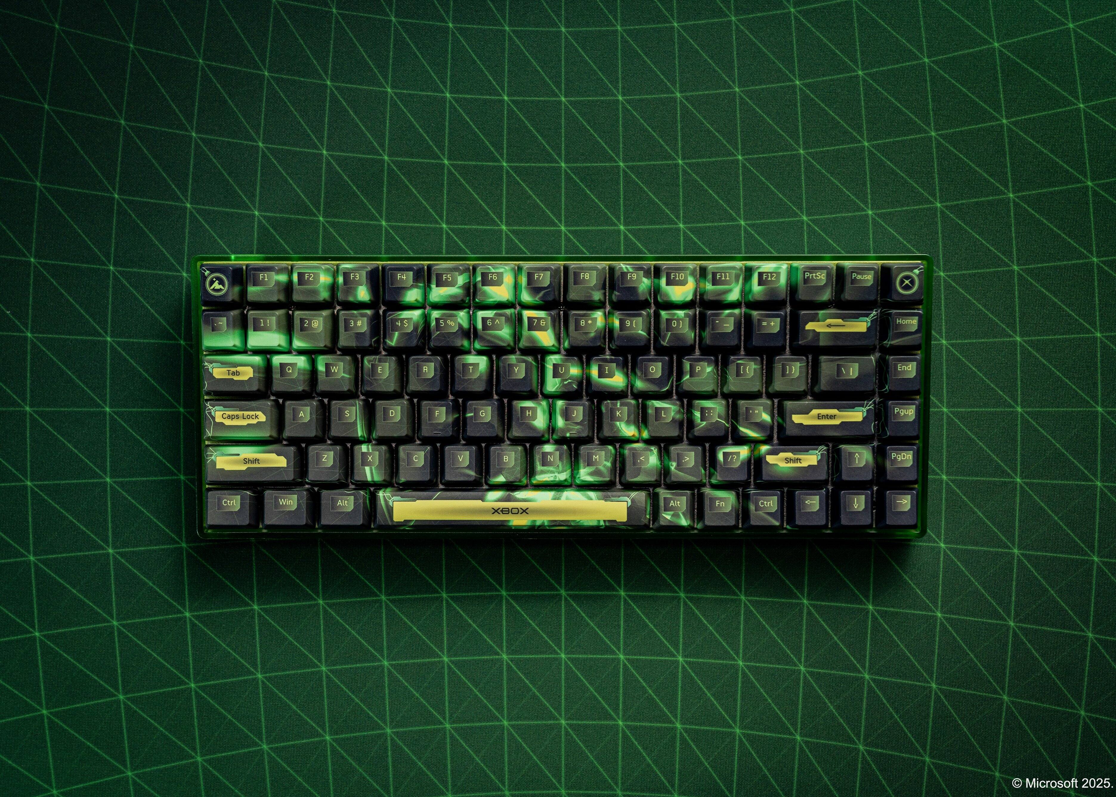 1 2 3 F4 15 16 17 0 + 30 111 12 PrtSc Pause X 1 - 2 1 a 4 : 1 5% SA 7 76 5 A * 01 Home Tab C W E R T Y U I O P [ ] \ 1 1 1 I nd Caps Lock A S D F G H J K L ; ' Enter Shift Shift PgUp PgDn Ctrl Win Alt XBOX All Curt Microsoft 2025.