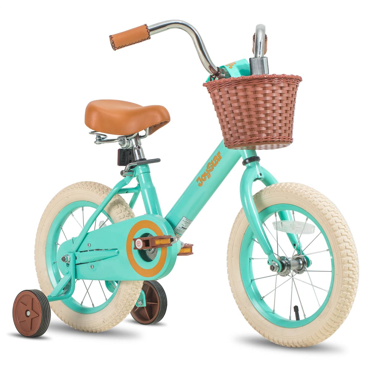 JOYSTAR - Vintage Kids Bike with Basket & Training Wheels, 16 Inch Girls Bike for Ages 4-7, Children Bicycles - Green