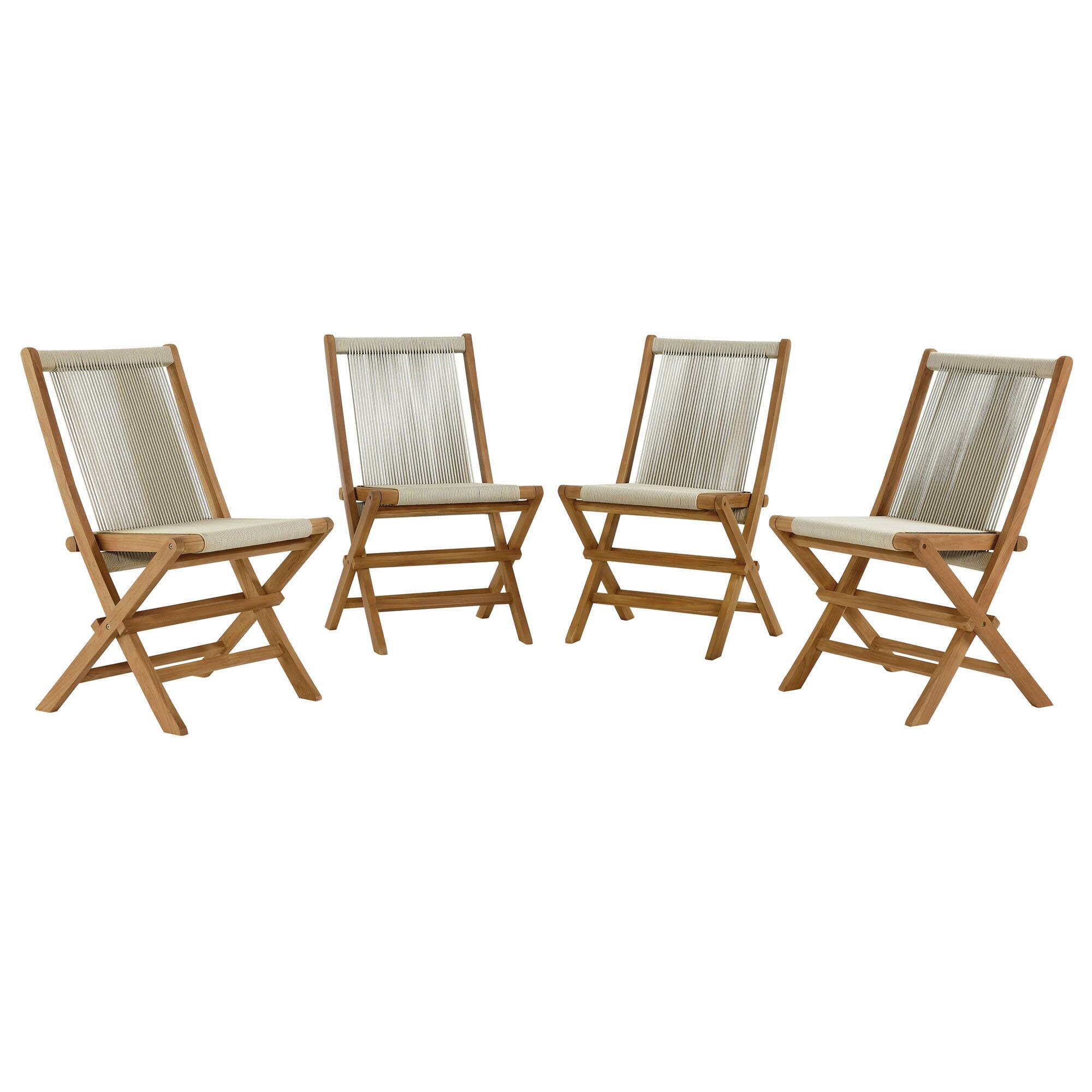 Left. Modway - Vienna Outdoor Patio Teak and Rope Folding Chairs Set of 4 by Modway - Natural Natural.