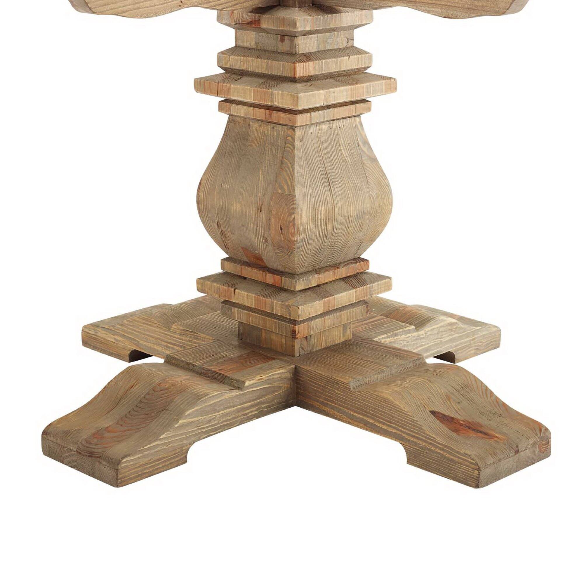 Left. Modway - Column 47" Round Pine Wood Dining Table - Brown.