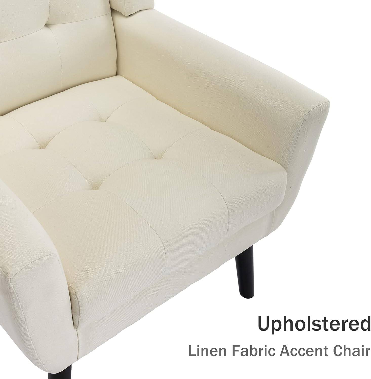 Upholstered Linen Fabric Accent Chair