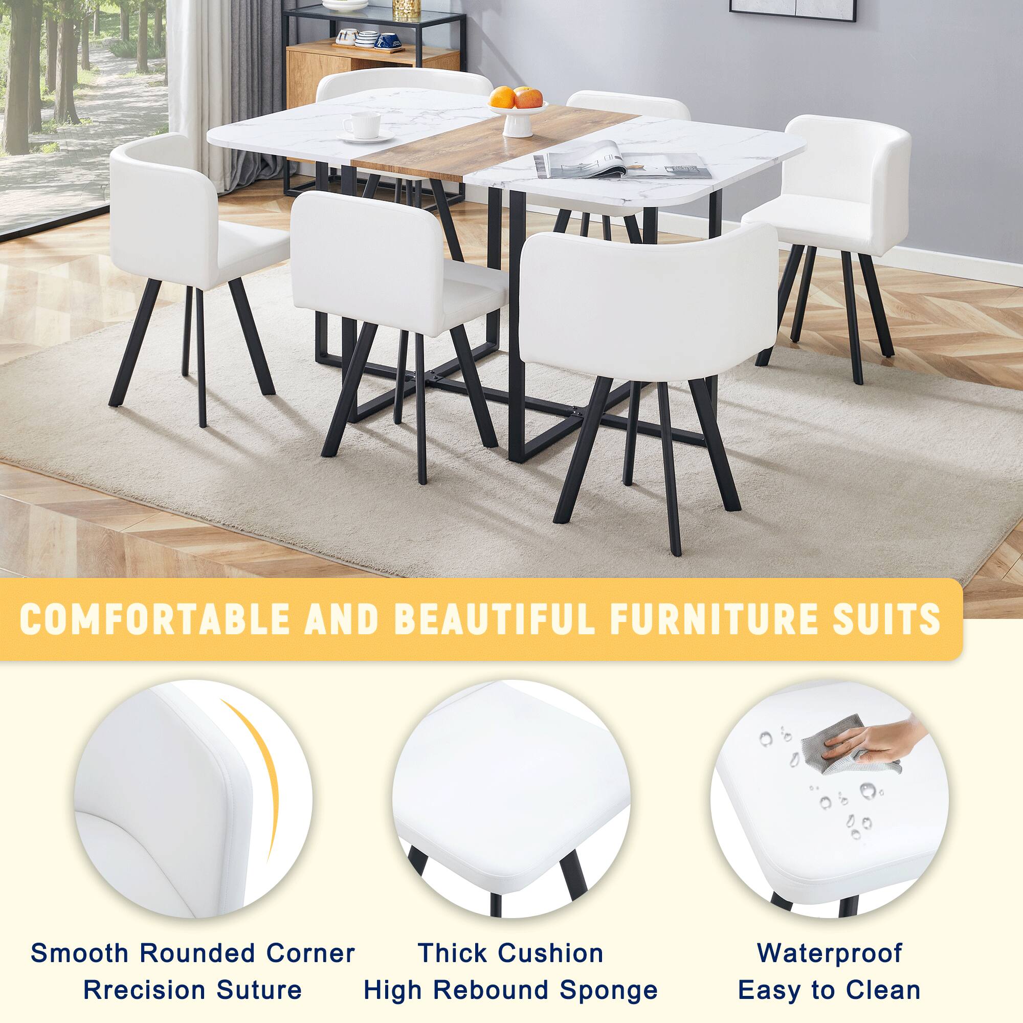 COMFORTABLE AND BEAUTIFUL FURNITURE SUITS

- Smooth Rounded Corner
- Rrecision Suture
- Thick Cushion
- High Rebound Sponge
- Waterproof
- Easy to Clean