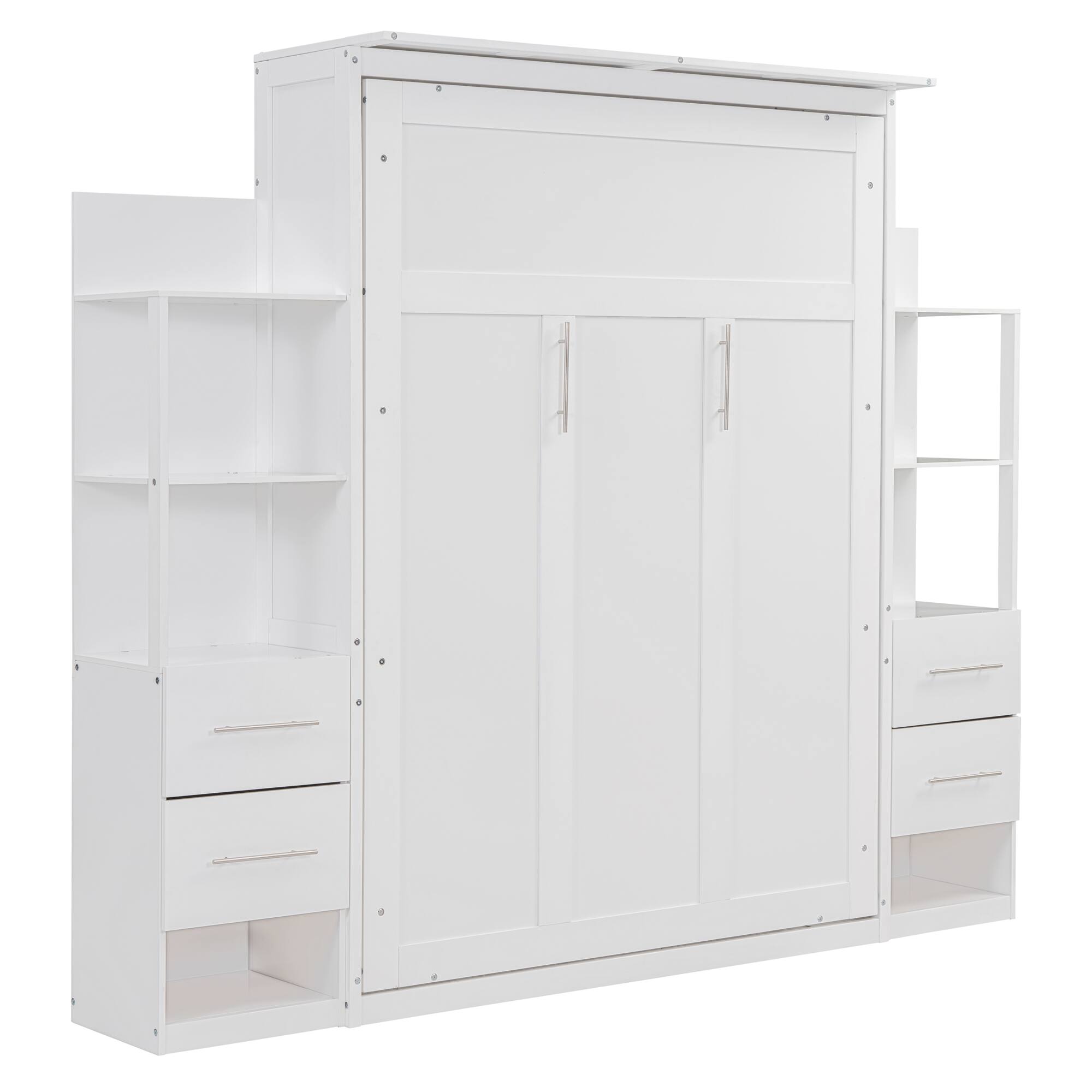 Alt View 5. Tiramisubest - Full Size Murphy Wall Bed, White, MDF+LVL, 80x79x84 inches, 284 lbs, Space-saving - White.